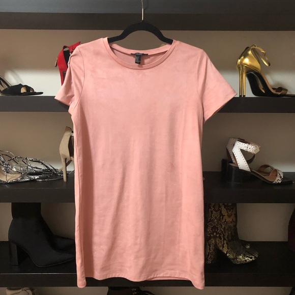 Pink Suede T-shirt Dress - Picture 4 of 7